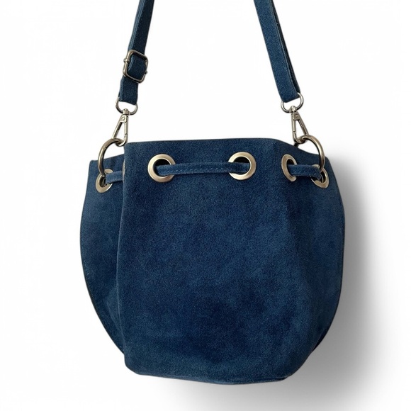 Borse In Pelle Genuine Italian Leather Bucket Purse Removable Strap Hobo Bag - Picture 11 of 16